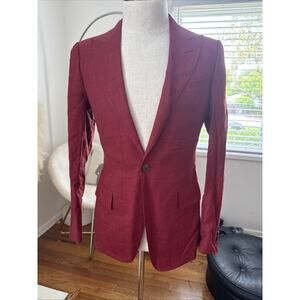 FRERE Red jacket And Pants Classic Wool And Silk Mens Suit Blazer Pants Sz 40